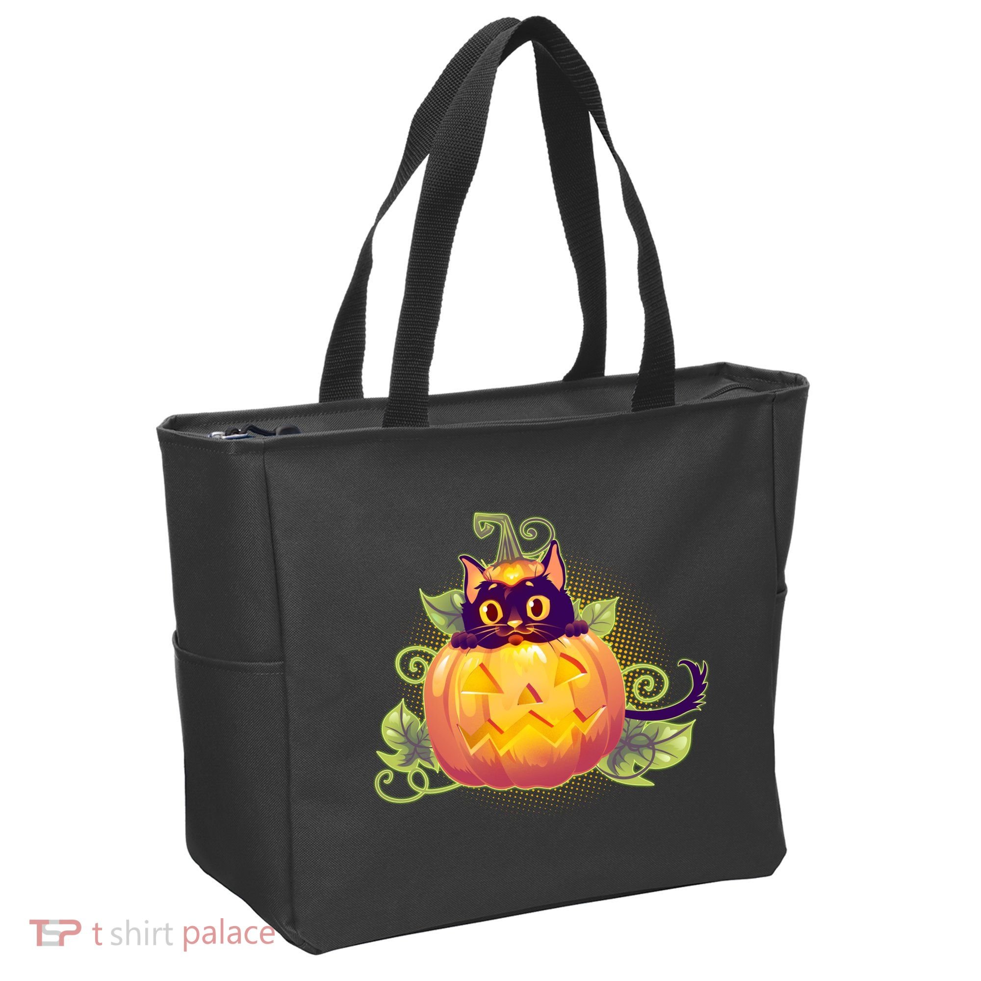 Cute Halloween Jackolantern PumpkinBlack Cat Tote Bag