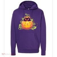 Cute Halloween Jackolantern PumpkinBlack Cat Hoodie thumb 0