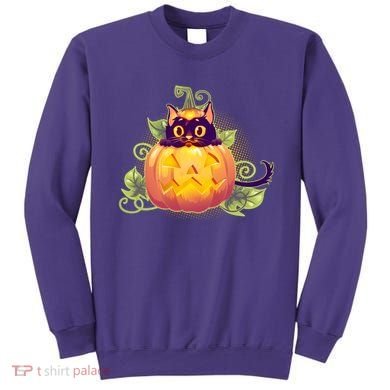 Cute Halloween Jackolantern PumpkinBlack Cat Sweatshirt