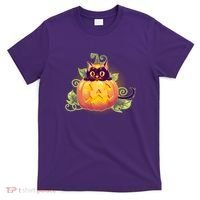 Cute Halloween Jackolantern PumpkinBlack Cat T-Shirt thumb 0