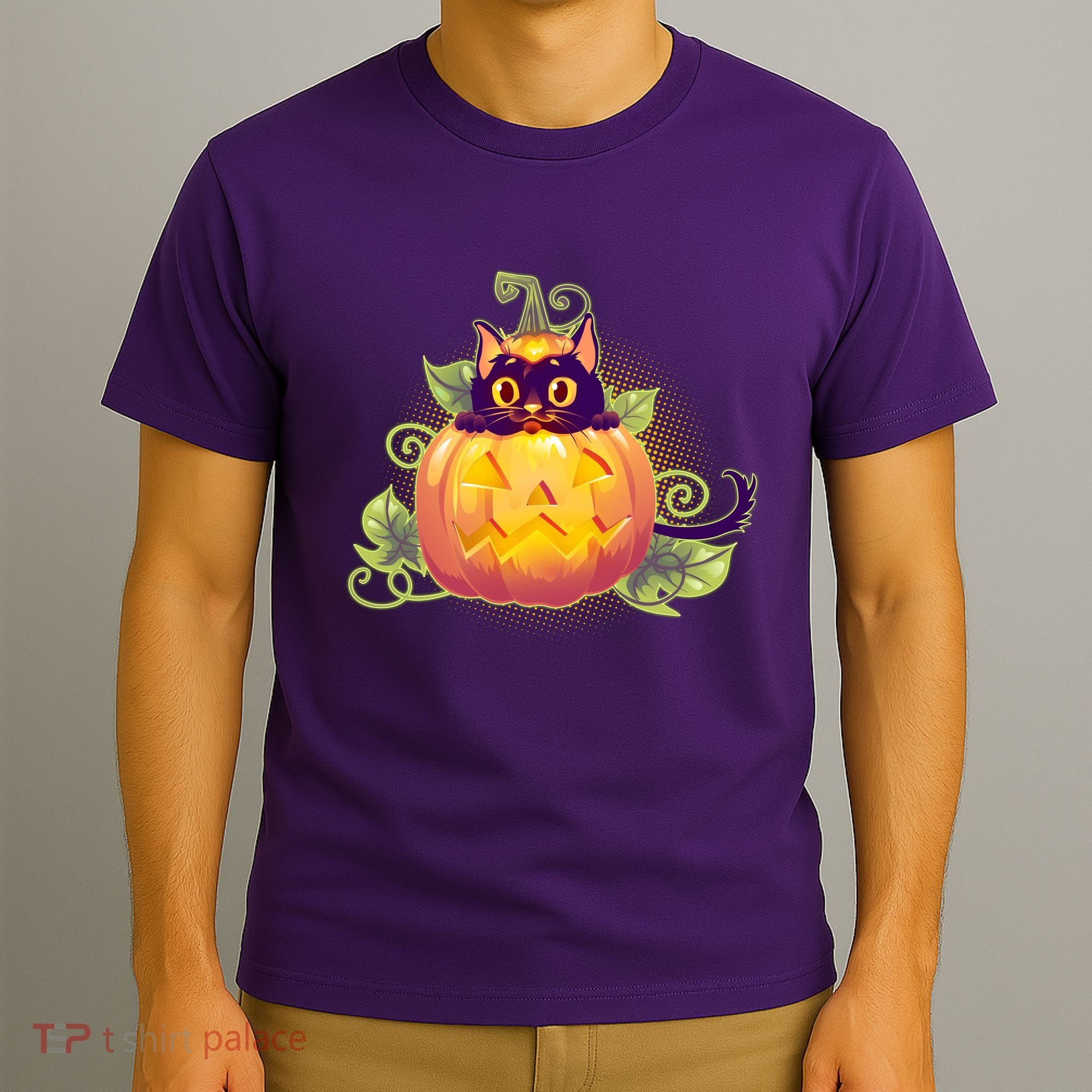 Cute Halloween Jackolantern PumpkinBlack Cat T-Shirt