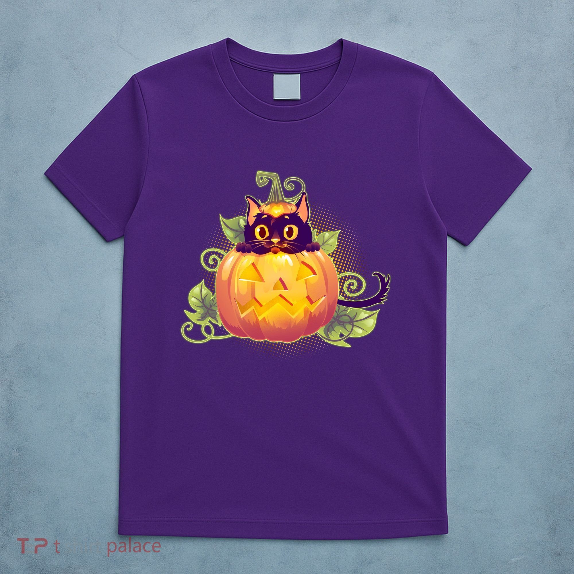 Cute Halloween Jackolantern PumpkinBlack Cat T-Shirt