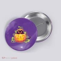 Cute Halloween Jackolantern PumpkinBlack Cat Button thumb 0