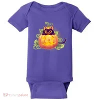 Cute Halloween Jackolantern PumpkinBlack Cat Baby Bodysuit thumb 0