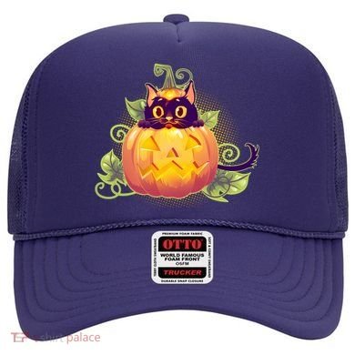 Cute Halloween Jackolantern PumpkinBlack Cat Hat