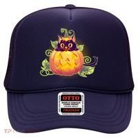 Cute Halloween Jackolantern PumpkinBlack Cat Hat thumb 0