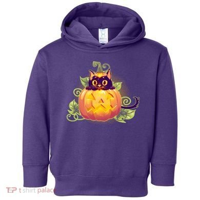 Cute Halloween Jackolantern PumpkinBlack Cat Toddler Hoodie