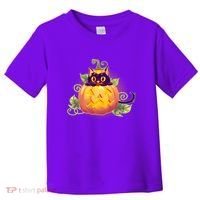 Cute Halloween Jackolantern PumpkinBlack Cat Toddler T-Shirt thumb 0