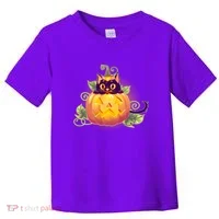 Cute Halloween Jackolantern PumpkinBlack Cat Toddler T-Shirt thumb 0