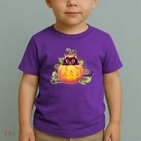 Cute Halloween Jackolantern PumpkinBlack Cat Toddler T-Shirt thumb 2