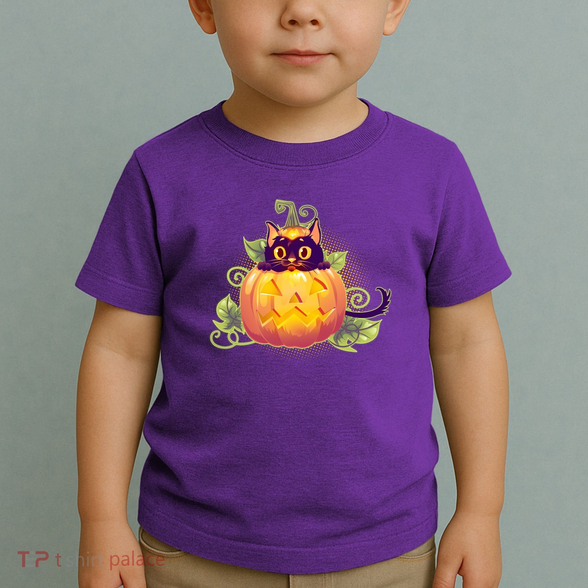 Cute Halloween Jackolantern PumpkinBlack Cat Toddler T-Shirt