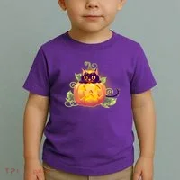Cute Halloween Jackolantern PumpkinBlack Cat Toddler T-Shirt thumb 2