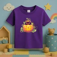 Cute Halloween Jackolantern PumpkinBlack Cat Toddler T-Shirt thumb 3