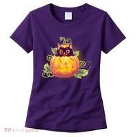 Cute Halloween Jackolantern PumpkinBlack Cat Women's T-Shirt thumb 0