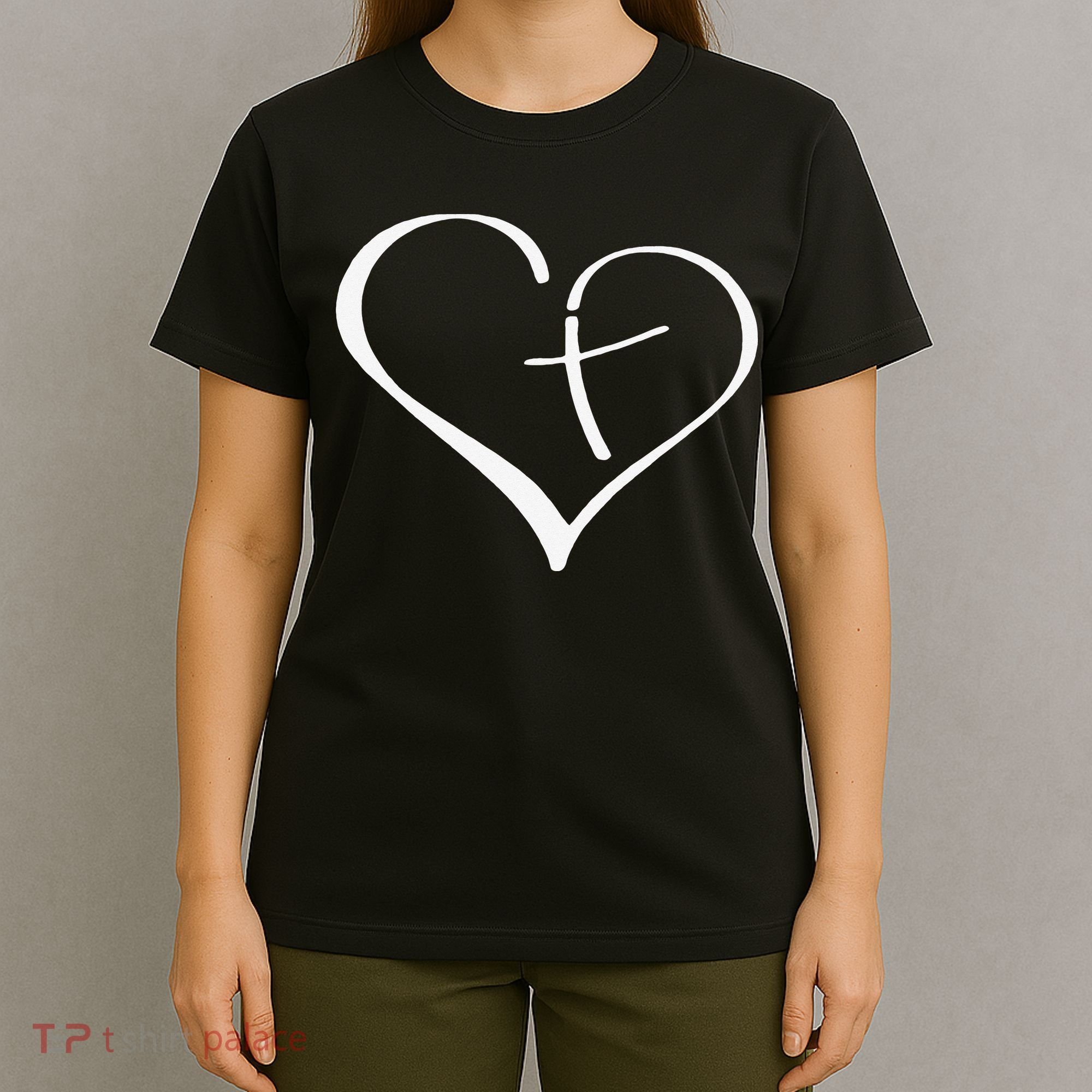 Christian Heart Jesus Cross Religious Gifts Christian T-Shirt