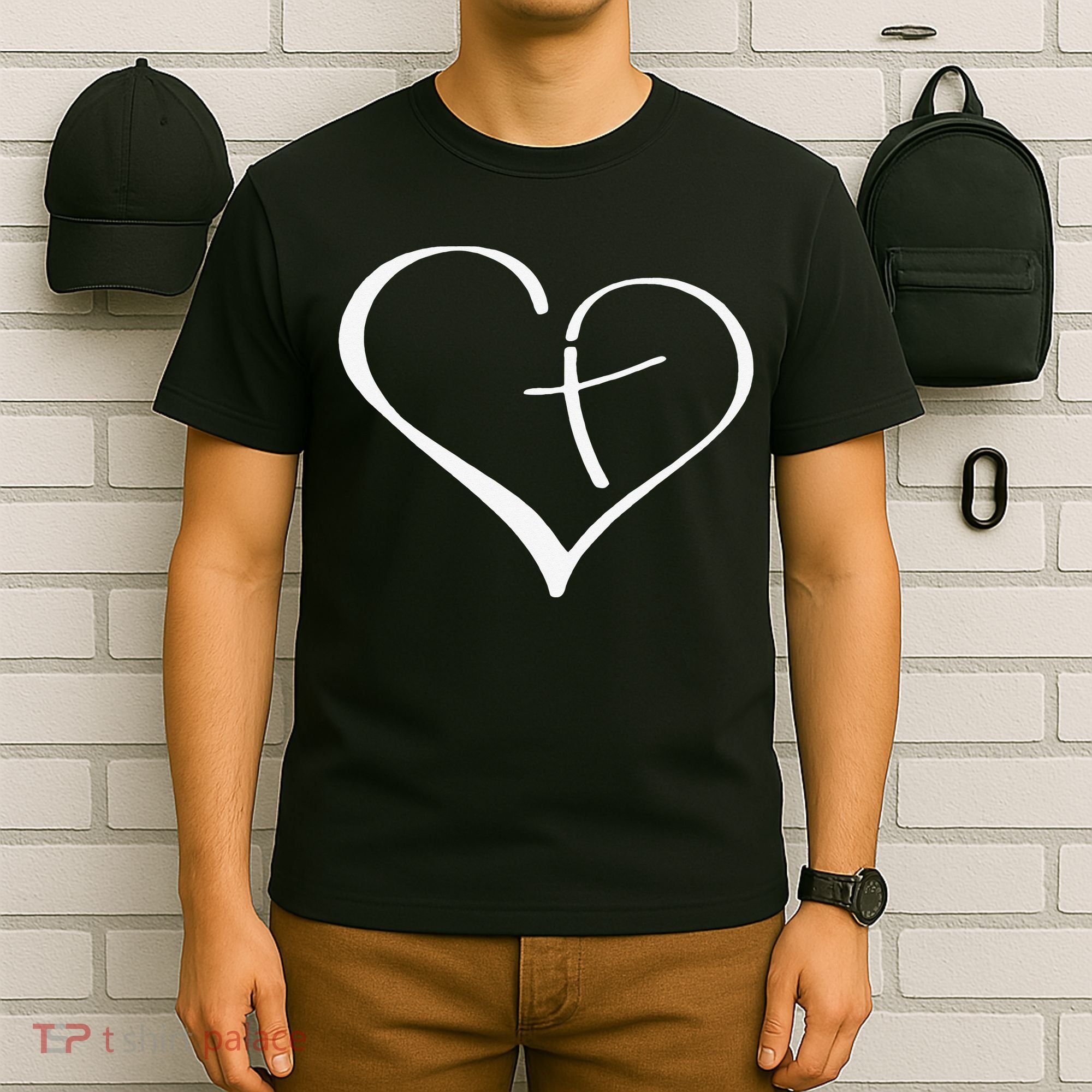 Christian Heart Jesus Cross Religious Gifts Christian T-Shirt