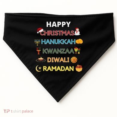 Christmas Hanukkah Kwanzaa Diwali Ramadan USA-Made Doggie Bandana