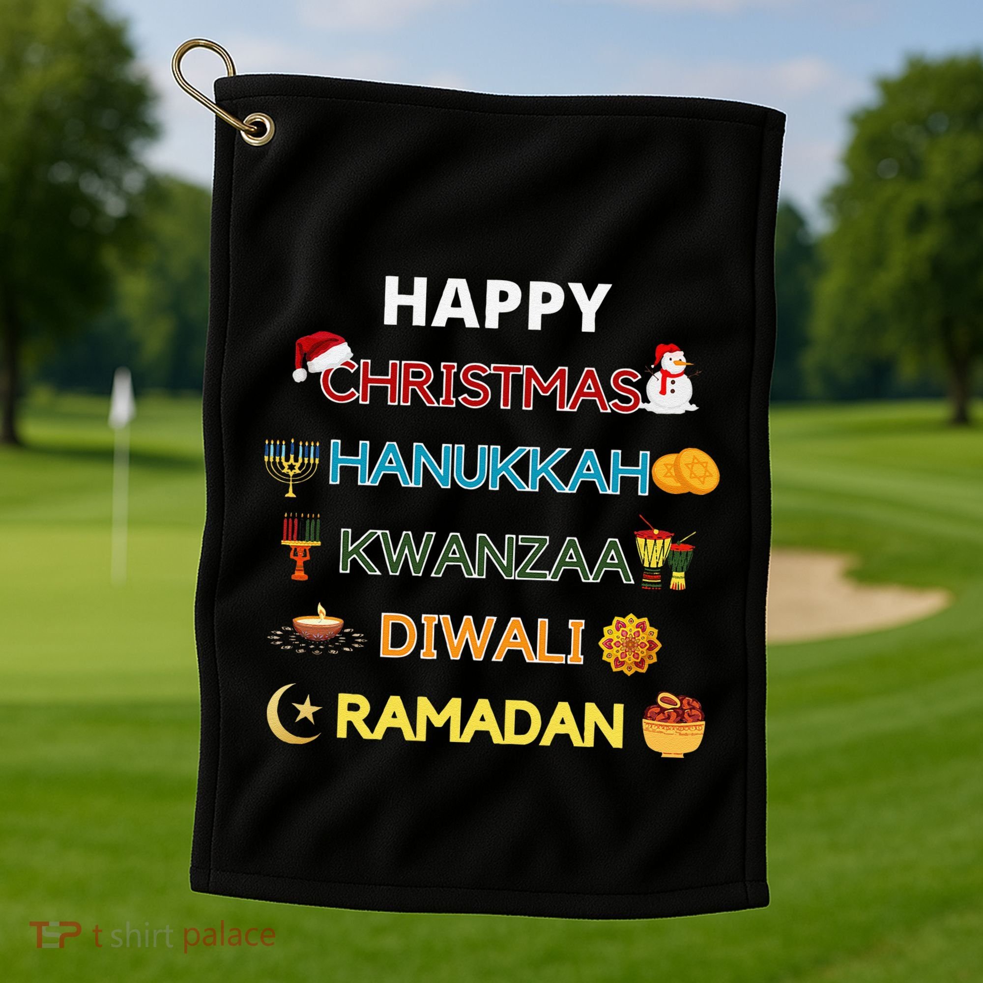 Christmas Hanukkah Kwanzaa Diwali Ramadan Golf Towel
