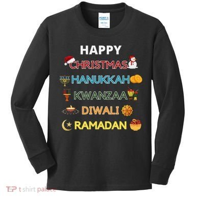 Christmas Hanukkah Kwanzaa Diwali Ramadan Kids Long Sleeve Shirt
