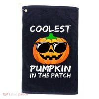 Cute Halloween Kids Coolest Pumpkin In The Patch Glasses Teens Gift Golf Towel thumb 0
