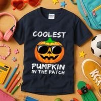 Cute Halloween Kids Coolest Pumpkin In The Patch Glasses Teens Gift Kids T-Shirt thumb 3