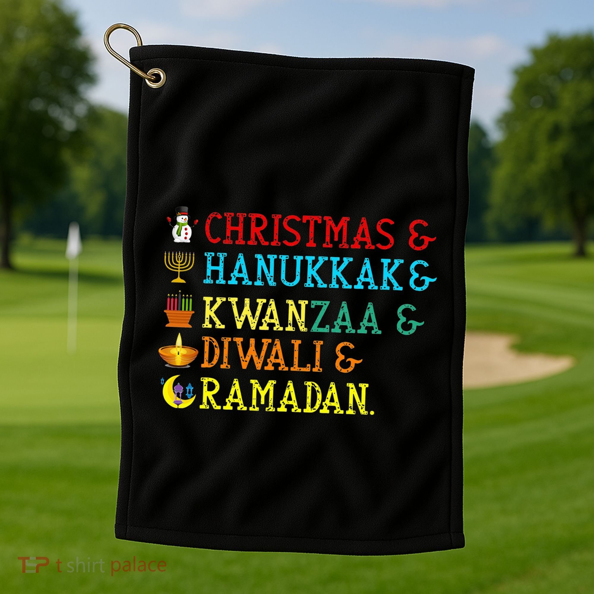 Christmas Hanukkah Kwanzaa Diwali Ramadan Golf Towel