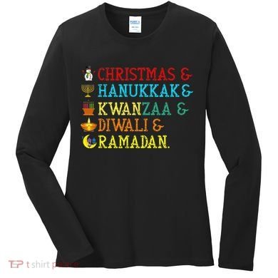 Christmas Hanukkah Kwanzaa Diwali Ramadan Women's Long Sleeve Shirt