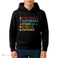 Christmas Hanukkah Kwanzaa Diwali Ramadan Kids Hoodie thumb 4