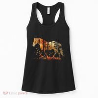 Cute Horse Lover Autumn Leaves Pony Animal Wildlife Women's Tank Top thumb 0