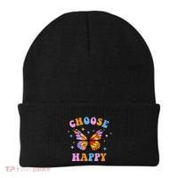 Choose Happy Letter Print Butterfly Women Inspirational Beanie thumb 0