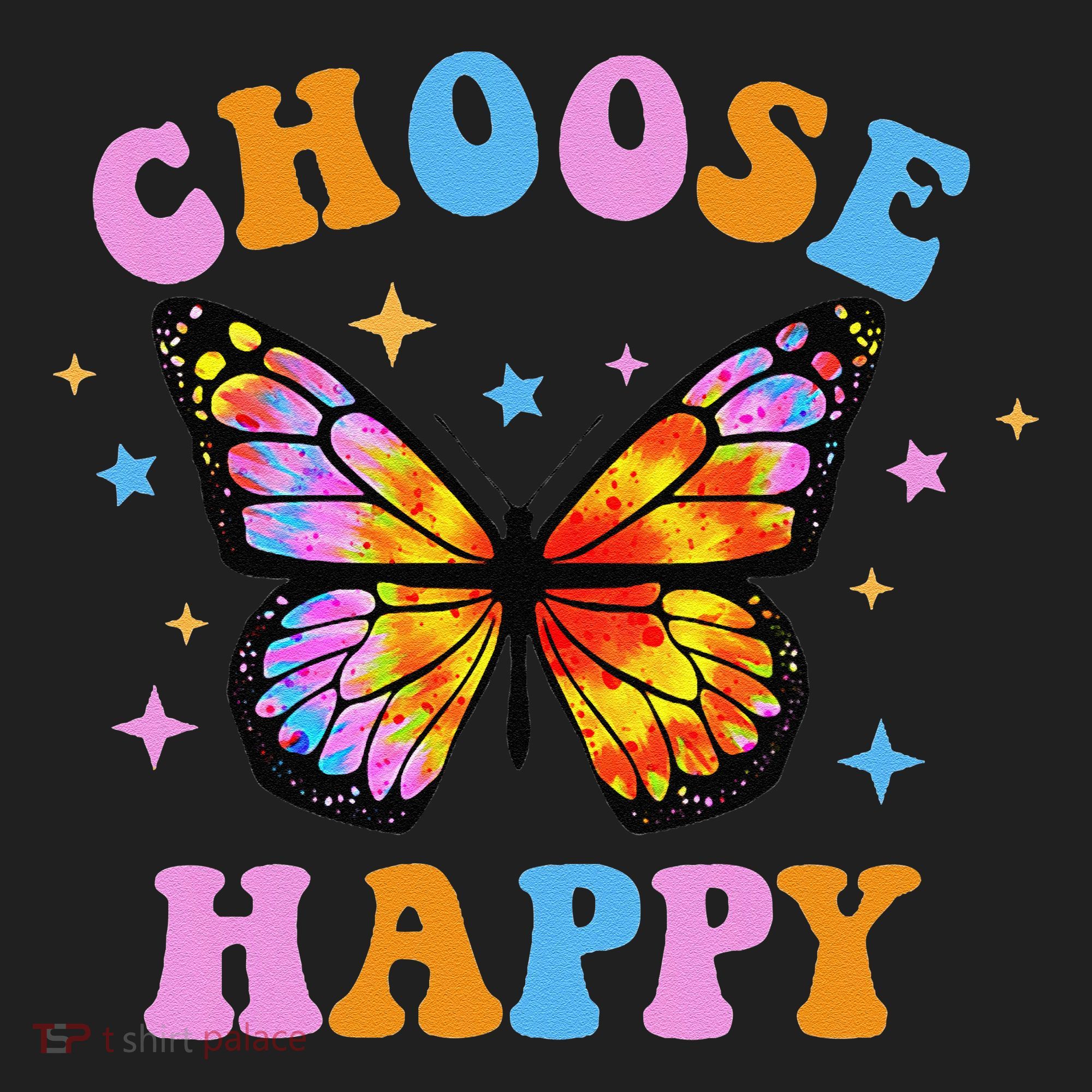Choose Happy Letter Print Butterfly Women Inspirational Beanie