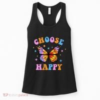 Choose Happy Letter Print Butterfly Women Inspirational Women's Tank Top thumb 0