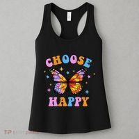 Choose Happy Letter Print Butterfly Women Inspirational Women's Tank Top thumb 3