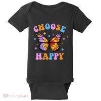 Choose Happy Letter Print Butterfly Women Inspirational Baby Bodysuit thumb 0