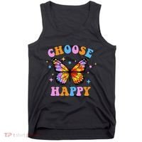 Choose Happy Letter Print Butterfly Women Inspirational Tank Top thumb 0