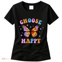 Choose Happy Letter Print Butterfly Women Inspirational Women's T-Shirt thumb 0