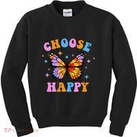 Choose Happy Letter Print Butterfly Women Inspirational Kids Sweatshirt thumb 0