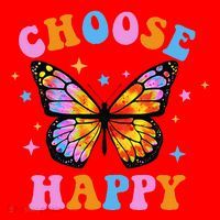 Choose Happy Letter Print Butterfly Women Inspirational Santa Hat thumb 1