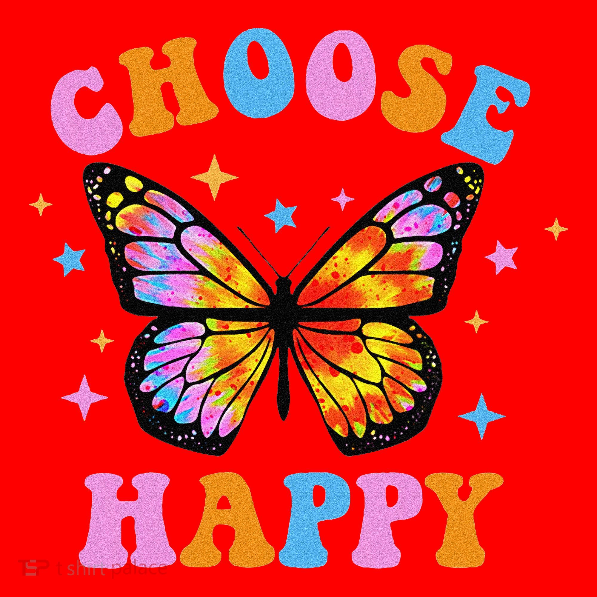 Choose Happy Letter Print Butterfly Women Inspirational Santa Hat