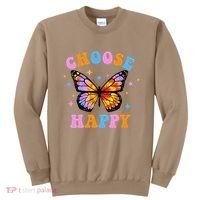 Choose Happy Letter Print Butterfly Women Inspirational Sweatshirt thumb 0