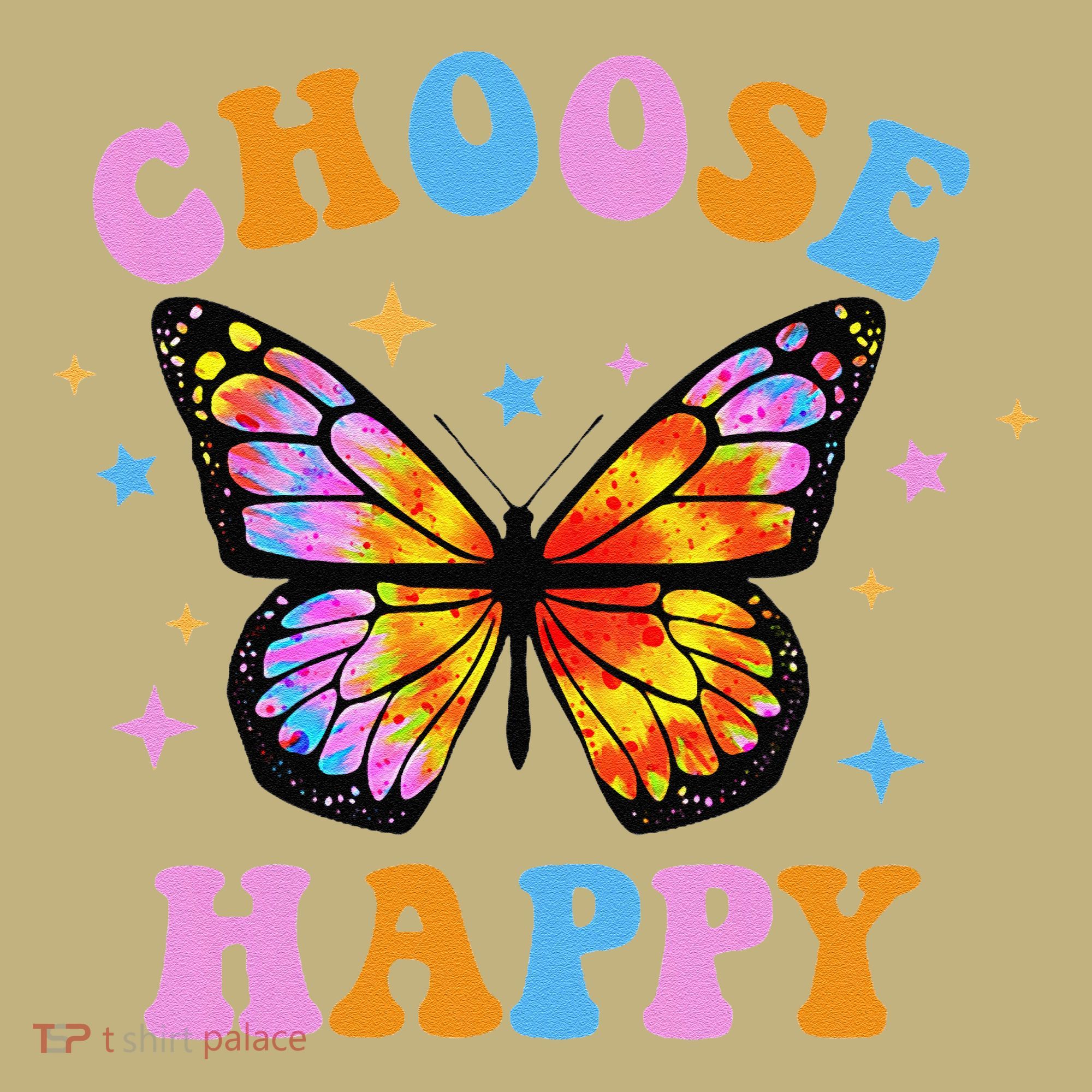 Choose Happy Letter Print Butterfly Women Inspirational Sweatshirt
