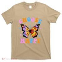 Choose Happy Letter Print Butterfly Women Inspirational T-Shirt thumb 0