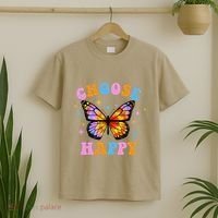 Choose Happy Letter Print Butterfly Women Inspirational T-Shirt thumb 2