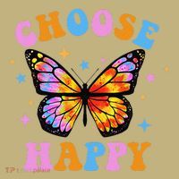Choose Happy Letter Print Butterfly Women Inspirational T-Shirt thumb 7