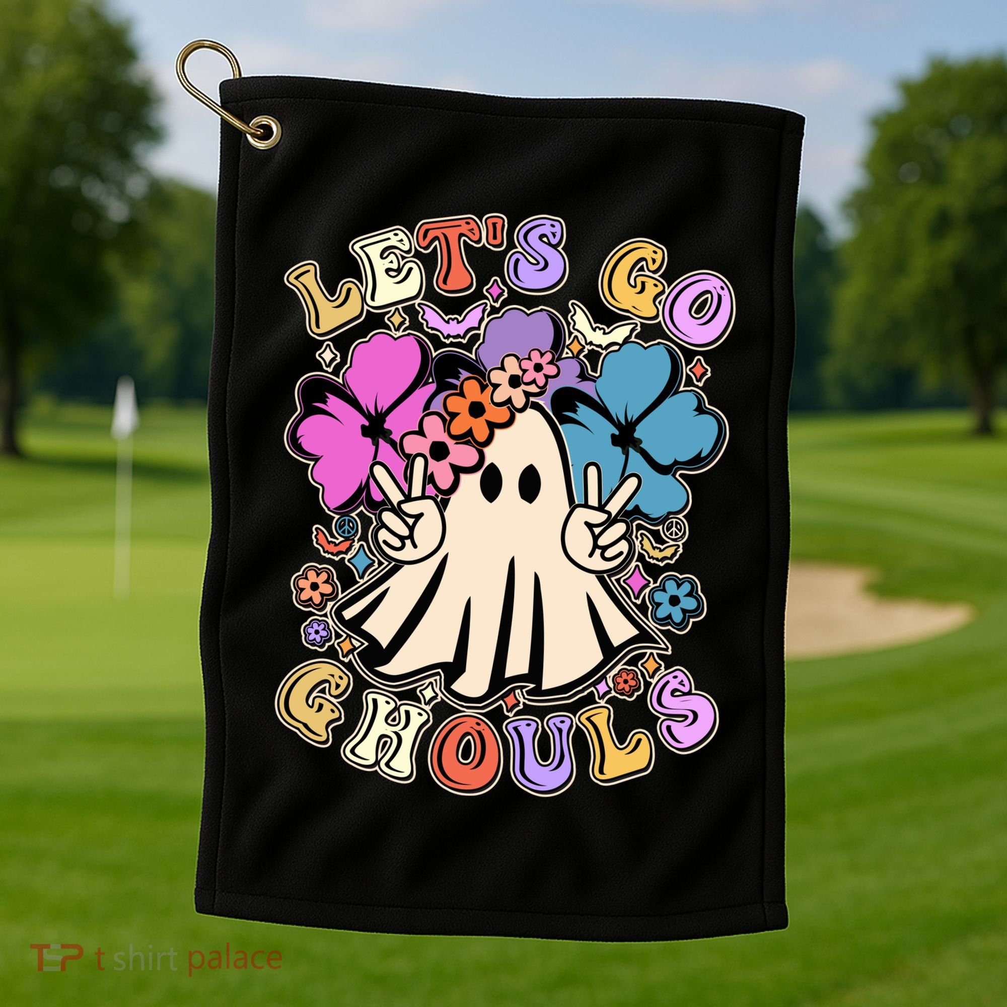 Cute Halloween Let's Go Ghouls Golf Towel