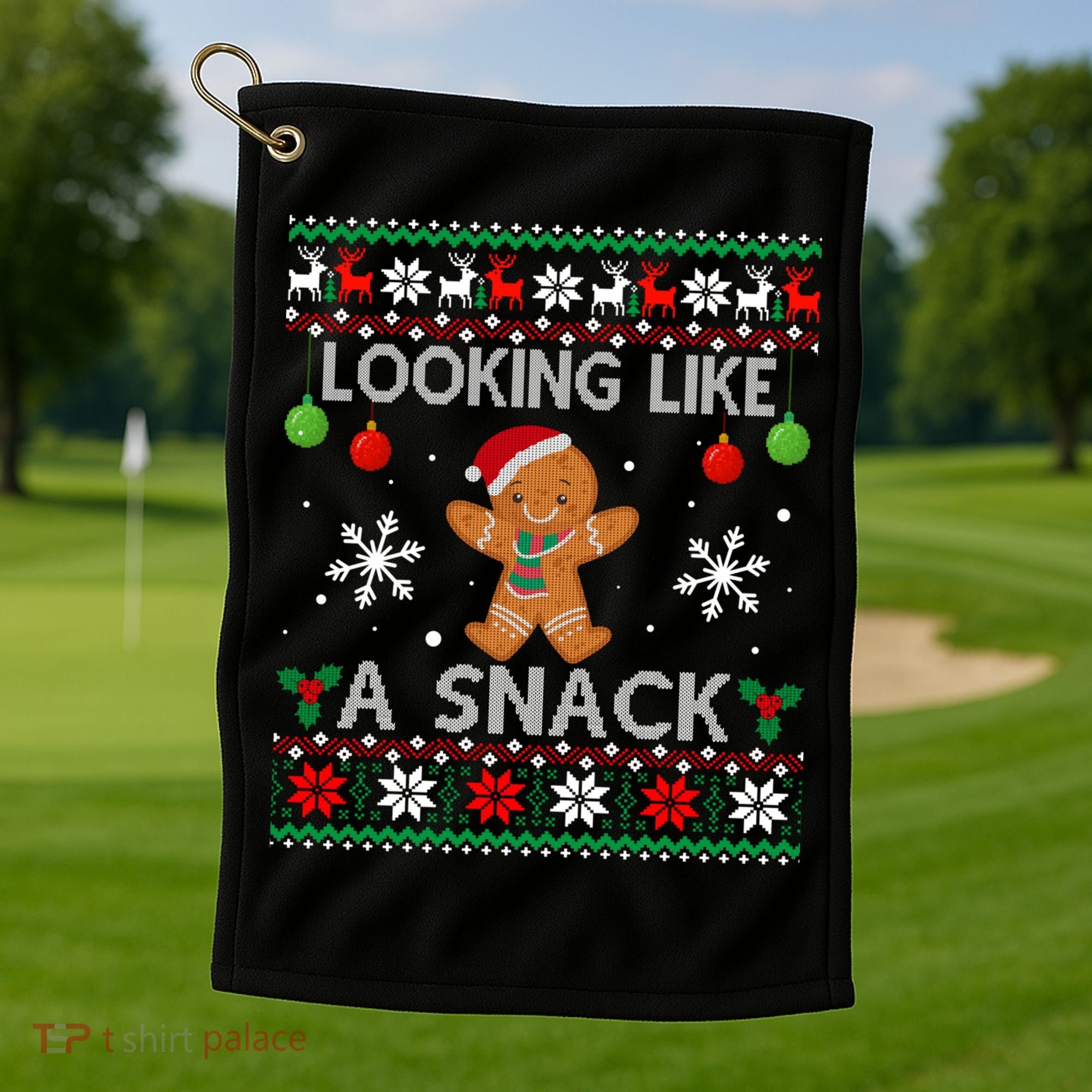 Chirstmas Holiday Looking Like A Snack Ugly Xmas Sweater Gift Golf Towel