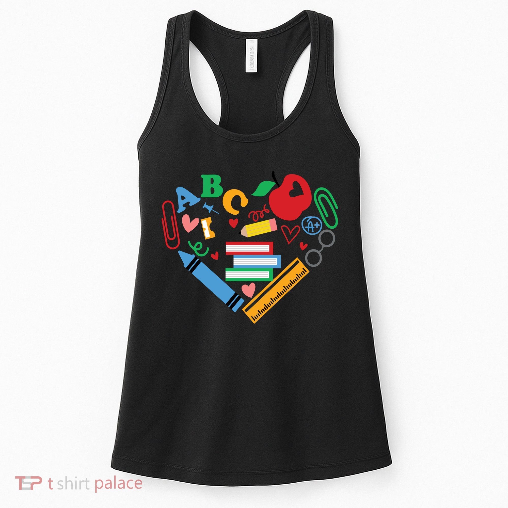 Cute Heart Love Back To School Supplies Women's Tank Top