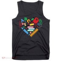 Cute Heart Love Back To School Supplies Tank Top thumb 0