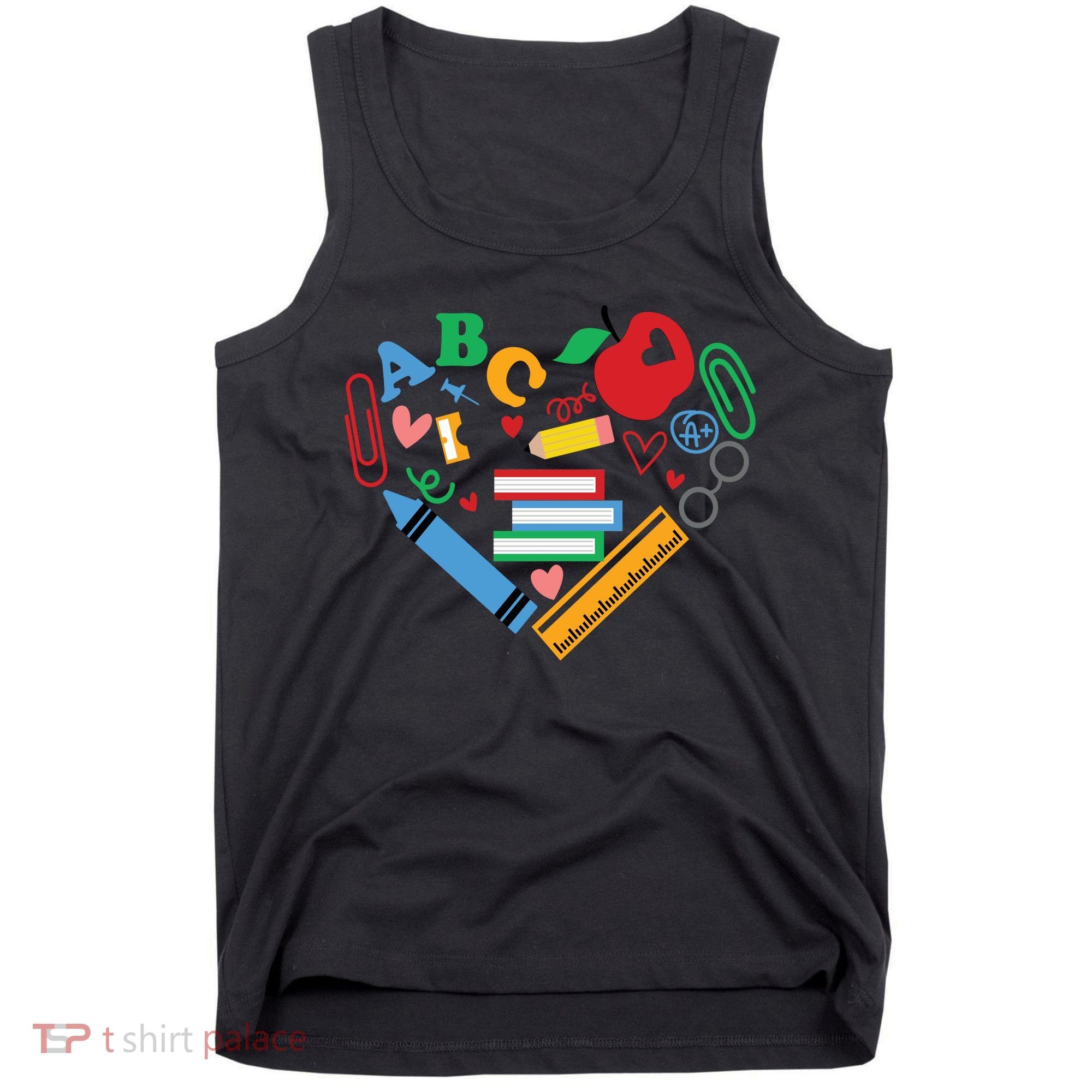 Cute Heart Love Back To School Supplies Tank Top