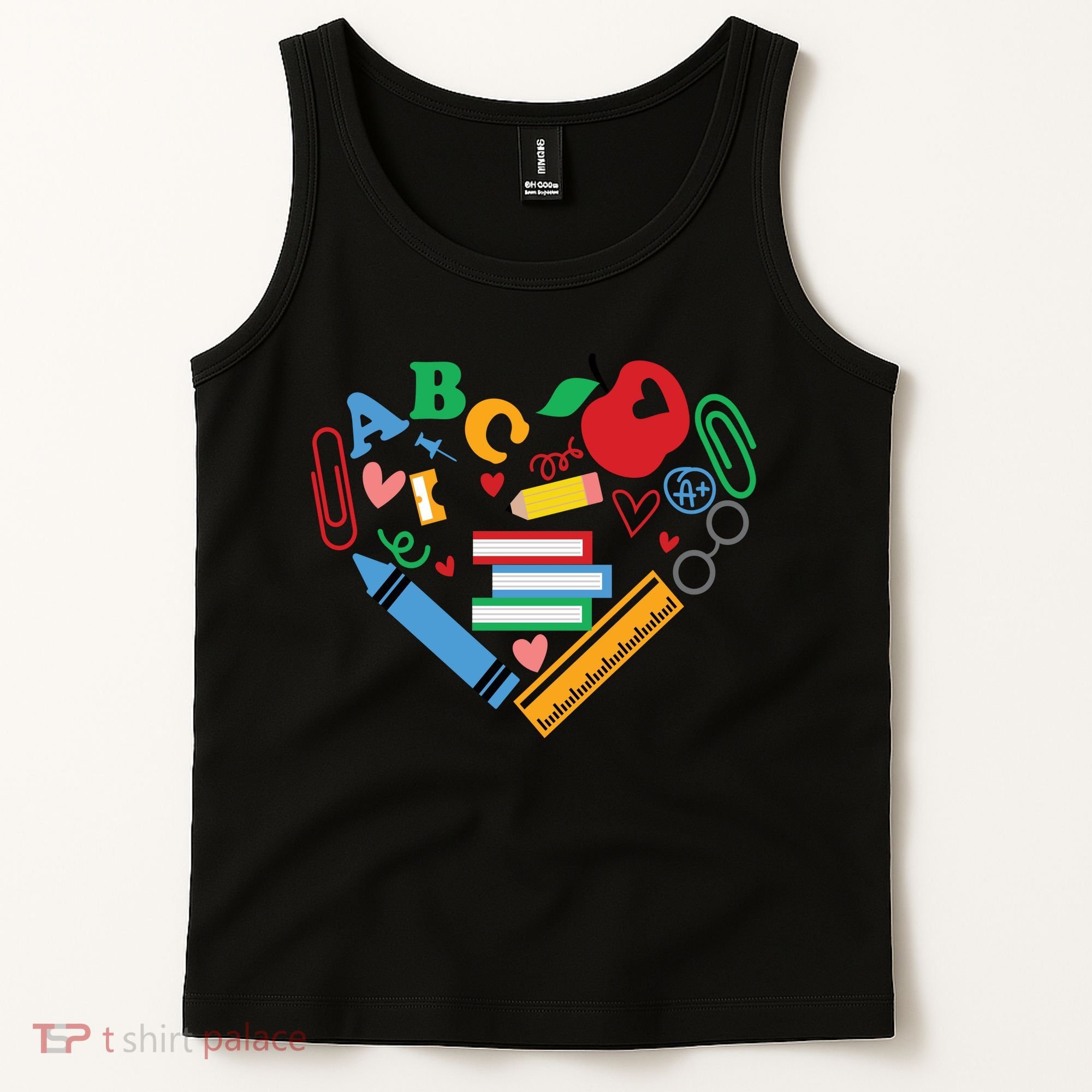 Cute Heart Love Back To School Supplies Tank Top